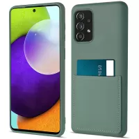 For Samsung Galaxy A52 4G/5G/A52s 5G Card Slot Phone Cover Shockproof Liquid Silicone Mobile Phone Case - Blackish Green