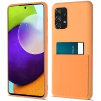 For Samsung Galaxy A52 4G/5G/A52s 5G Card Slot Phone Cover Shockproof Liquid Silicone Mobile Phone Case - Orange