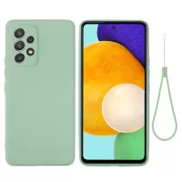 Liquid Silicone Phone Case for Samsung Galaxy A53 5G, Soft Touch Microfiber Lining Shockproof Anti-Scratch Shell with Strap - Green