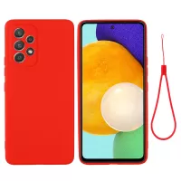 Liquid Silicone Phone Case for Samsung Galaxy A33 5G, Drop Protection Microfiber Lining Cushion Anti-Scratch Cover with Strap - Red