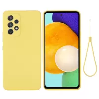 Liquid Silicone Phone Case for Samsung Galaxy A33 5G, Drop Protection Microfiber Lining Cushion Anti-Scratch Cover with Strap - Yellow