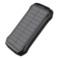F16W PD18W + 10W Portable Wireless Fast Charger 16000mAh Solar Power Bank IP65 Waterproof Shockproof External Battery Pack for iPad iPhone - Black