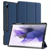 DUX DUCIS DOMO Series for Samsung Galaxy Tab S7 Plus/S8 Plus/S7 FE Tri-fold Stand PU Leather + TPU Auto Sleep/Wake Tablet Case Cover with Pen Slot - Blue