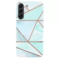 For Samsung Galaxy S22+ 5G IMD Marble Pattern Splicing Soft TPU + Hard PC Case Four-Conner Airbags Protection Electroplating Anti-Scratch Phone Cover - Style A