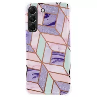 For Samsung Galaxy S22+ 5G IMD Marble Pattern Splicing Soft TPU + Hard PC Case Four-Conner Airbags Protection Electroplating Anti-Scratch Phone Cover - Style E