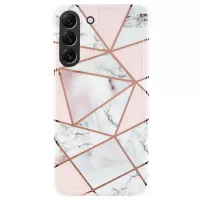For Samsung Galaxy S22+ 5G IMD Marble Pattern Splicing Soft TPU + Hard PC Case Four-Conner Airbags Protection Electroplating Anti-Scratch Phone Cover - Style C