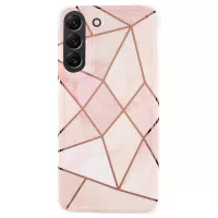 For Samsung Galaxy S22+ 5G IMD Marble Pattern Splicing Soft TPU + Hard PC Case Four-Conner Airbags Protection Electroplating Anti-Scratch Phone Cover - Style D