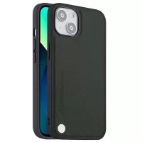 X-LEVEL Kevlar II Series Phone Case for iPhone 13 6.1 inch, Carbon Fiber Texture PU Leather + Soft TPU Bumper Drop-Proof Cover - Green