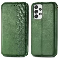 For Samsung Galaxy A53 5G Rhombus Imprinted Leather Phone Case Magnetic Auto Closing Book Stand Wallet Cover - Green