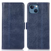 For iPhone 13 mini 5.4 inch Crazy Horse Texture Solid Color Side Magnetic Clasps Folio Flip Well-protected PU Leather Case Wallet Stand Phone Shell - Blue