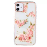Aurora Effect Flower Pattern IMD Phone Case for iPhone 12/12 Pro 6.1 inch, Anti-scratch Electroplating Flexible TPU Cover - Rose