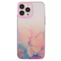 Watercolor Marble Pattern TPU Case for iPhone 13 Pro 6.1 inch, IMD Lacquered Phone Shell Cover - Pink