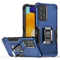 Soft TPU + Hard PC Hybrid Case for Samsung Galaxy A33 5G, Ring Kickstand Anti-slip Grip Phone Cover - Blue