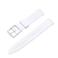 For Swatch Wrist Band Replacement Pattern Printed Silicone Adjustable Buckle Design Watch Strap 17mm - White