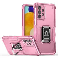 Soft TPU + Hard PC Hybrid Case for Samsung Galaxy A33 5G, Ring Kickstand Anti-slip Grip Phone Cover - Pink