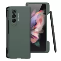GKK for Samsung Galaxy Z Fold3 5G Hard PC Ultra-slim Case Large Cutouts Shell with Pen Slot - Midnight Green