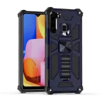Kickstand Armor Dropproof PC TPU Hybrid Case with Magnetic Metal Sheet for Samsung Galaxy A21 - Blue