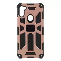 Kickstand Armor Dropproof Shell PC TPU Hybrid Case with Magnetic Metal Sheet for Samsung Galaxy A11 (EU Version)/M11 - Rose Gold