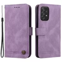 Tree Pattern Metal Button Decor Flip Phone Case PU Leather Wallet Stand Cover for Samsung Galaxy A72 4G/5G - Purple