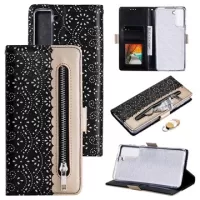 Lace Pattern Samsung Galaxy S21+ 5G Wallet Case - Black