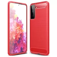Samsung Galaxy S21 5G Brushed TPU Case - Carbon Fiber - Red