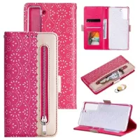 Lace Pattern Samsung Galaxy S21+ 5G Wallet Case - Hot Pink