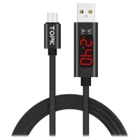 TOPK AC27 MicroUSB Data & Charging Cable with LCD - 1m - Black