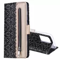 Lace Pattern Huawei P40 Pro Wallet Case - Black