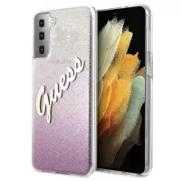 Guess Glitter Gradient Script Samsung Galaxy S21 5G Case - Pink