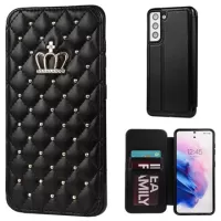 Crown Grid Pattern Samsung Galaxy S21+ 5G Flip Case - Black