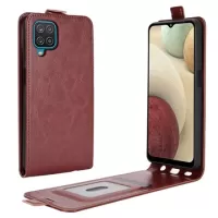 Samsung Galaxy A12 Vertical Flip Case with Card Slot - Brown