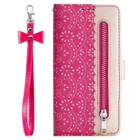 Lace Pattern Samsung Galaxy S20 Wallet Case with Stand Feature - Hot Pink