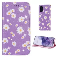 Daisy Pattern Samsung Galaxy S20 Wallet Case - Purple