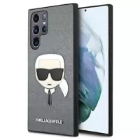 Karl Lagerfeld Saffiano Karl\'s Head Samsung Galaxy S22 Ultra 5G Case - Silver