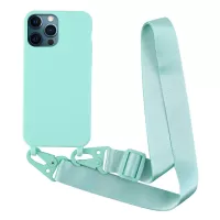 For iPhone 12 / 12 Pro 6.1 inch Matte Minimalist Case Anti-Scratch Soft TPU Cover with Adjustable Strap - Dark Green