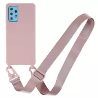 For Samsung Galaxy A53 5G Flexible Matte TPU Phone Cover with Wide Strap All-Round Protection Case - Deep Pink
