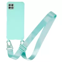 For Samsung Galaxy A22 5G (EU Version) Flexible Matte TPU Phone Cover with Wide Strap - Light Green