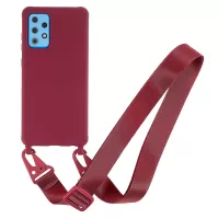 Soft Frosted Surface TPU Phone Cover for Samsung Galaxy A33 5G, Slim Lightweight Back Case + Wide Strap - Red