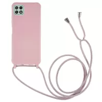 For Samsung Galaxy A22 5G (EU Version) Flexible Matte TPU Phone Cover with Adjustable Thin Strap - Deep Pink