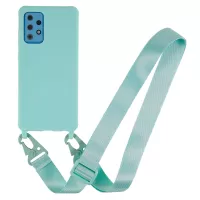 For Samsung Galaxy A53 5G Flexible Matte TPU Phone Cover with Wide Strap All-Round Protection Case - Light Green