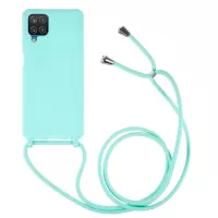 Flexible Matte Surface TPU Phone Cover for Samsung Galaxy A12, Freely-Twisted Phone Case with Adjustable Thin Strap - Light Green