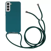 For Samsung Galaxy S22+ 5G Slim Lightweight Flexible Frosted Surface TPU Phone Cover with Adjustable Thin Strap - Dark Green