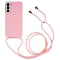For Samsung Galaxy S22+ 5G Slim Lightweight Flexible Frosted Surface TPU Phone Cover with Adjustable Thin Strap - Pink