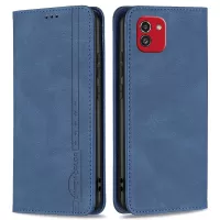 BINFEN COLOR BF Leather Series-5 for Samsung Galaxy A03s (166.5 x 75.98 x 9.14mm) 08 PU Leather Flip Folio Case RFID Blocking Wallet Stand Flip Magnetic Absorption Phone Cover - Blue