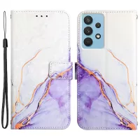 YB Pattern Printing Leather Series-5 for Samsung Galaxy A33 5G Marble Pattern Phone Case with Wallet Stand - White Purple LS006