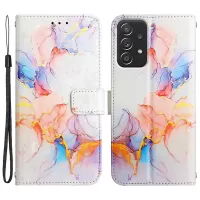 YB Pattern Printing Leather Series-5 for Samsung Galaxy A53 5G Marble Pattern Magnetic Clasp Wallet Stand Phone Case - Milky Way Marble White LS004
