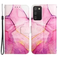 YB Pattern Printing Leather Series-5 for Samsung Galaxy A02s (166.5x75.9x9.2mm) Folio Flip Phone Case Marble Pattern Wallet Stand Shell - Pink Purple Gold LS001