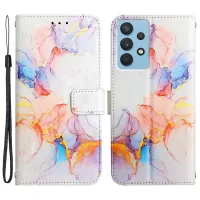 YB Pattern Printing Leather Series-5 for Samsung Galaxy A33 5G Marble Pattern Phone Case with Wallet Stand - Milky Way Marble White LS004