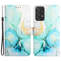 YB Pattern Printing Leather Series-5 for Samsung Galaxy A53 5G Marble Pattern Magnetic Clasp Wallet Stand Phone Case - Green LS003