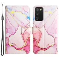 YB Pattern Printing Leather Series-5 for Samsung Galaxy A02s (166.5x75.9x9.2mm) Folio Flip Phone Case Marble Pattern Wallet Stand Shell - Rose Gold LS005